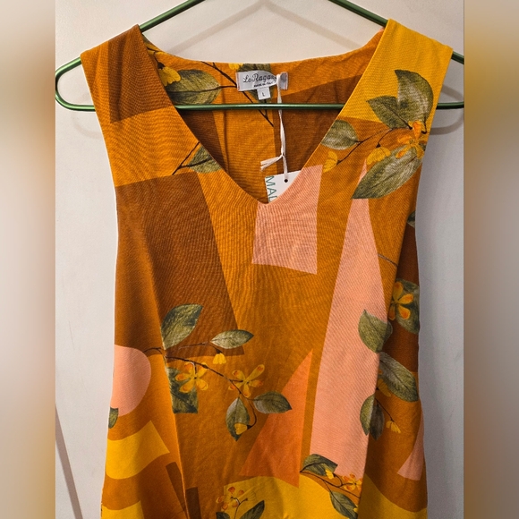 NWT - Le Ragazze Italy Linen Blend Burnt Orange Belted Sleeveless Midi Dress - L - Picture 5 of 12